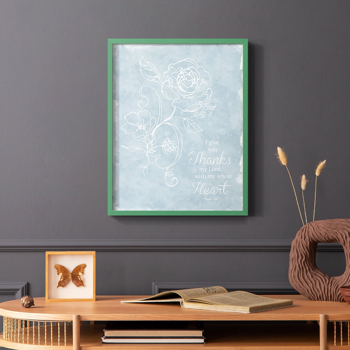 Whole Heart Framed Print in Green Solid Wood 11 x 14 Framed Print