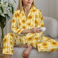 thumbnail image 6 of Sikiie Yellow White Striped Sunflower Women's Long-Sleeve Shirt and Full-Length Bottom Pajama Set (s-xxl)-Medium, 6 of 7