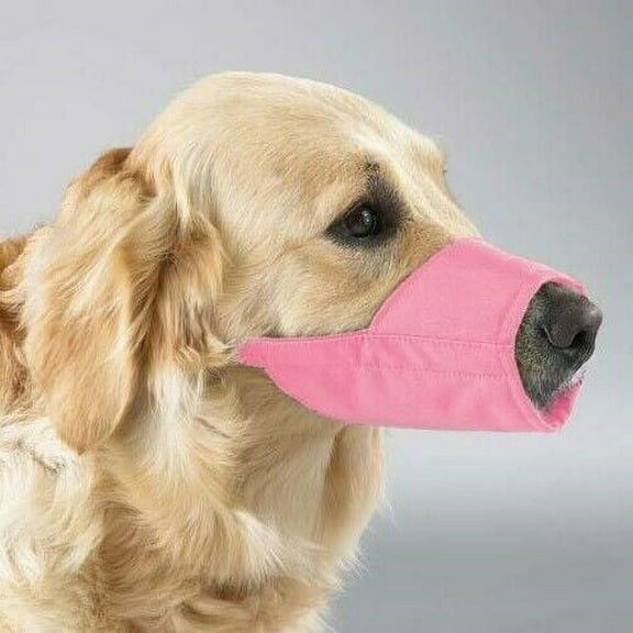 Large Breed Dog Muzzles Soft Nylon Lined Protection Choose Black Blue or Pink (Size 4XL Pink)