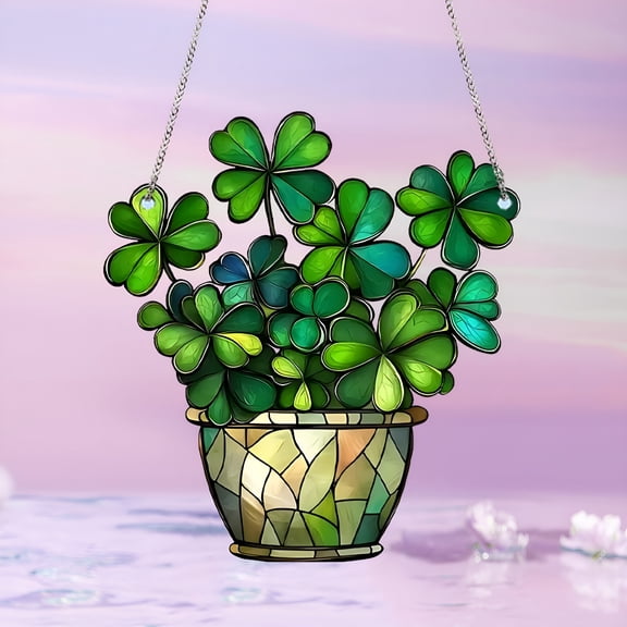 XIBUFE St. Patrick's Day Shamrocks Hanging Decorations,Shamrock Acrylic Hanging Ornaments Irish Wreath Decor for Happy St. Patrick's Day Irish Party Wall Home Decorations