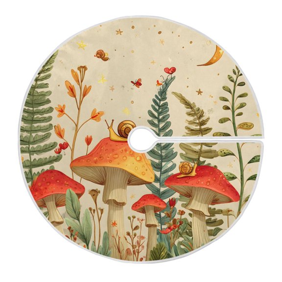 Ryvnso Christmas Tree Skirt Snail on Mushrooms Xmas Tree Skirts Ornament Home Decorations 35.4"