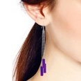 thumbnail image 3 of Purple Glass Triple Strand Sterling Silver Chain Dangle Earrings for Female Adult Anniversary, 3 of 5