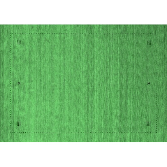 Ahgly Company Indoor Rectangle Abstract Emerald Green Contemporary Area Rugs, 2' x 4'