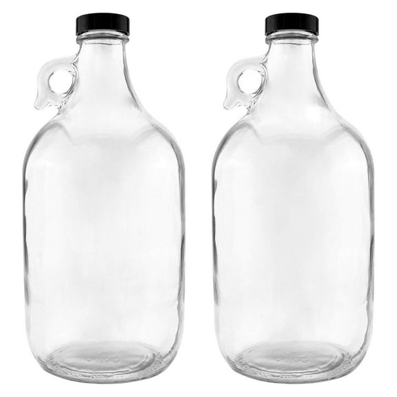 Glass Handled Jugs, Half-Gallon, Clear, Pack of 2