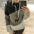thumbnail image 1 of DPTALR Women Color Matching Hooded Turtleneck Long Sleeve Sweatshirt Pullover Tops Blouse, 1 of 5