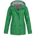 thumbnail image 1 of LSLJS Veste de Pluie Unie pour Femmes Imperméable à Capuche Grande Taille Coupe-Vent (Vert, P), 1 of 6