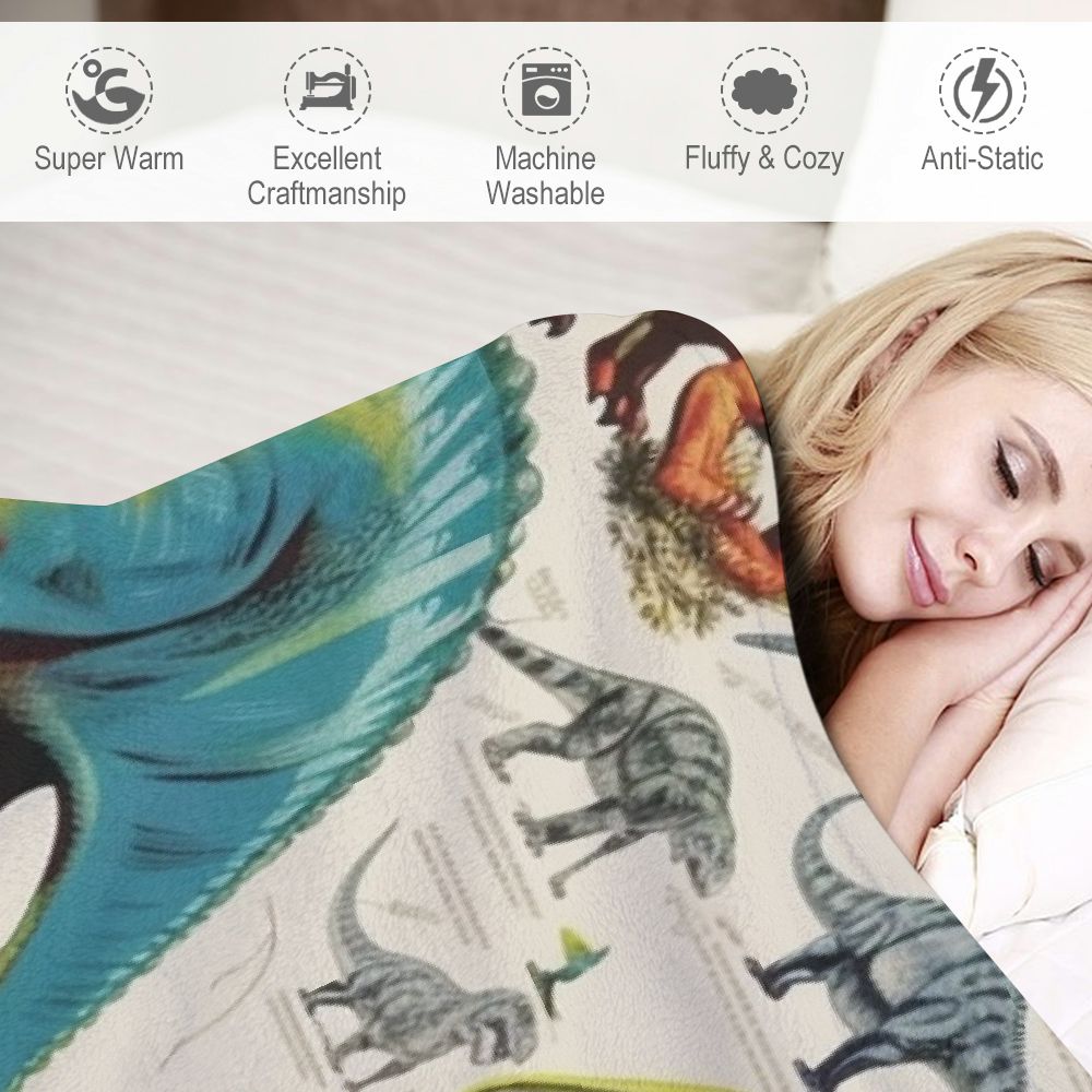 JEUXUS  Alphabet Dinosaur Throw Blanket for Boys, Dinosaur Blanket for Toddler Boys Kids Warm Throw Blanket Dinosaur for Dinosaur Fans