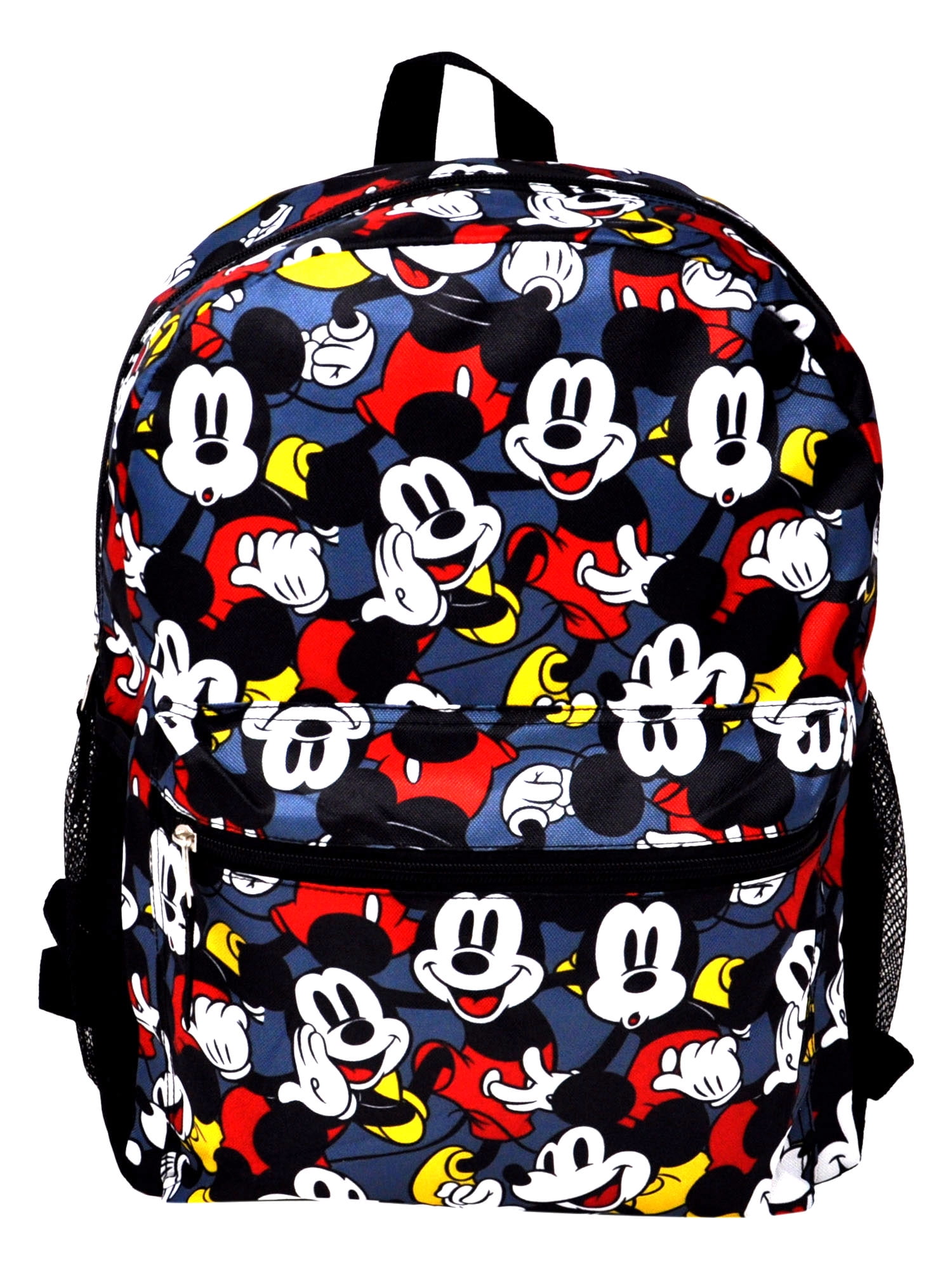 Disney Mickey and Friends Gray Backpack School All Print Book Bag Backpack 16" 