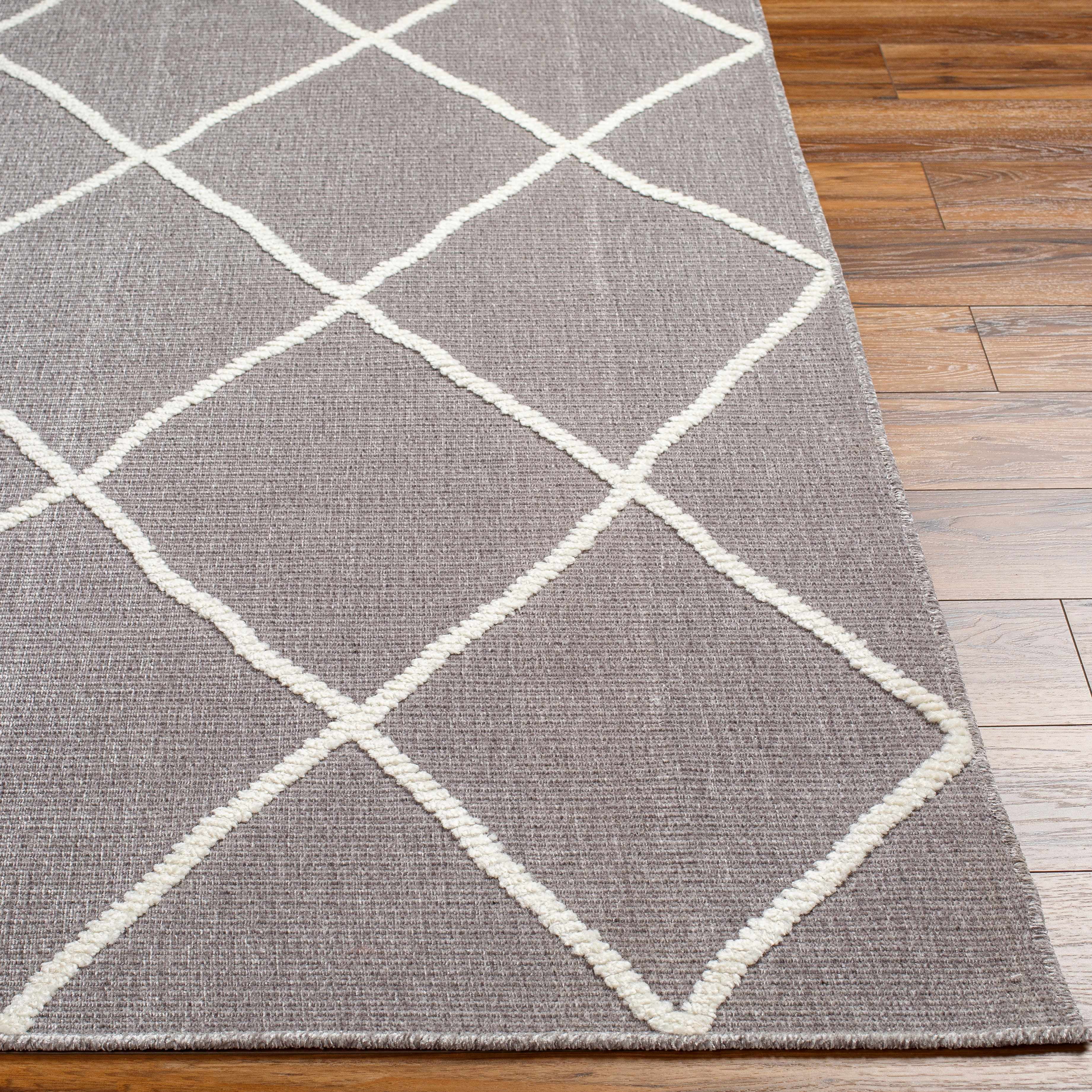 Hauteloom Amani Living Room, Bedroom Machine Washable Area Rug - Bohemian Modern Farmhouse - Moroccan Trellis - Gray, White - 3'3" x 5'