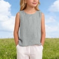 thumbnail image 2 of Tisuna Little Girls Summer T-Shirts Solid Color Sleeveless Crew Neck Tops Comfortable Lightweight Toddler Youth Kids Casual Dailywear Grey Size 9-10 Years, 2 of 6