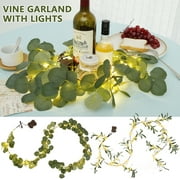 Gpoty 2PCS 5.9ft Lighted Olive Garland with Timer Hanging Vine Garland Greenery,Arrificial Vines Plant Floral Garland Wedding Vine Leaves String for Indoor/Outdoor Wedding Decor Party