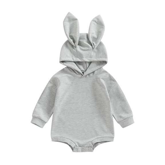 Bagilaanoe Baby Girl Boy Easter Romper Hood Sweatshirt Long Sleeve Bodysuit Rabbit Ear Pullover 3M 6M 12M 18M 24M Infant Casual Tee Tops