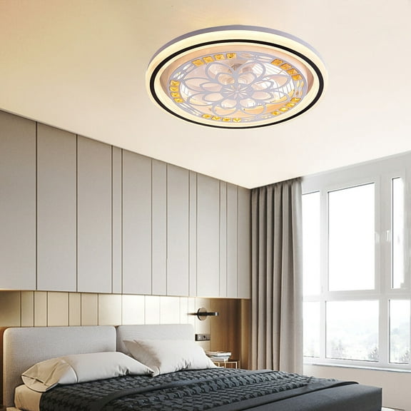 Miumaeov 20'' Modern Bladeless Ceiling Fan Light Flush Mount Dimmable LED Chandelier Lamp W/Remote Control