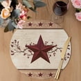 thumbnail image 3 of Red Texas Star Rustic Round 15 Inch Placemats Set of 6, Farmhouse Berry Brown Wooden HeatResistant Non Slip Place Mats for Dining Table, Wipeable Braided Kitchen Table Mats for Housewarming, 3 of 9