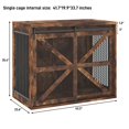 thumbnail image 2 of Blotout 43.3" Farmhouse Dog Crate Furniture, Wooden Dog Crate Furniture with Sliding Metal Mesh Barn Door, Solid Metal Tube & 2 Lockable Doors, XL Rustic Brown, 2 of 8