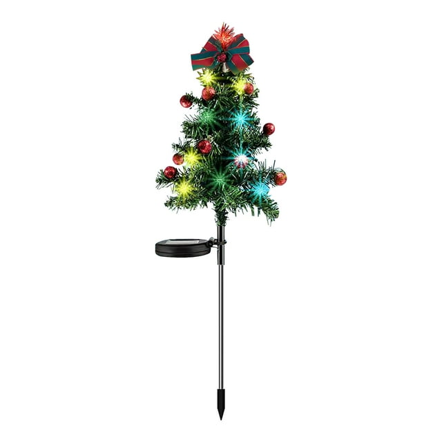 Sktrjpolfis Solar LED Christmas Tree Stake Light Outdoor Garden Decorative Light with 2 Lighting Modes