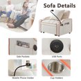 thumbnail image 2 of Aukfa Convertible Sleeper Chair Bed with USB Port, Cup Holder and Swivel Phone Holder, Pull Out Sofa Chair for Living Room/Bedroom/Small Space, Beige, 2 of 8