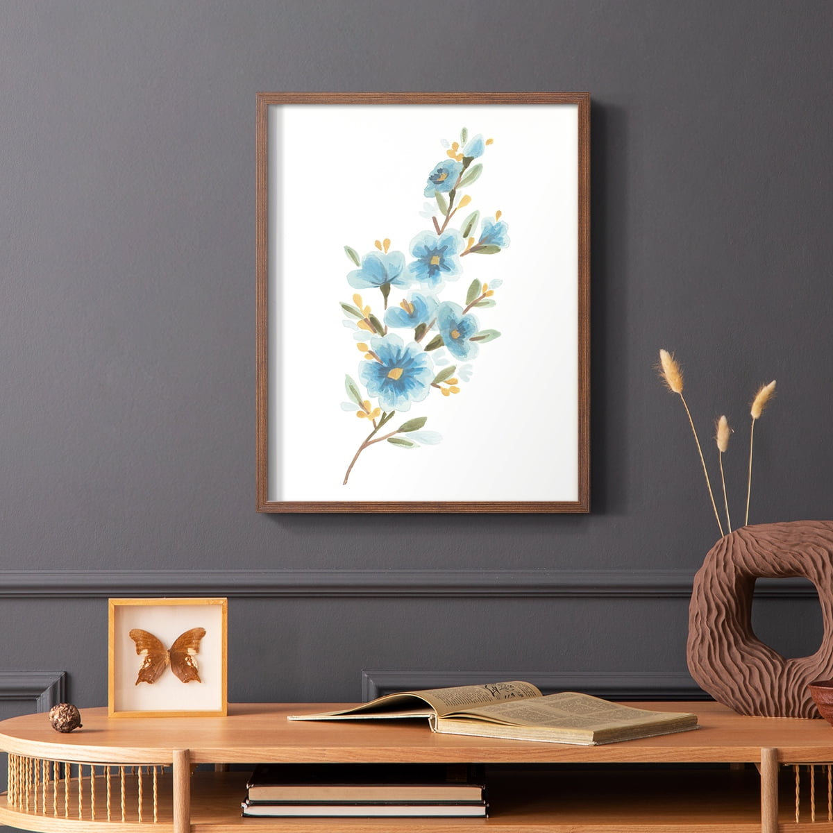 Wildflower Sprig II Framed Print - Solid Wood in Single Picture Frame Solid Wood 2 Framed Print