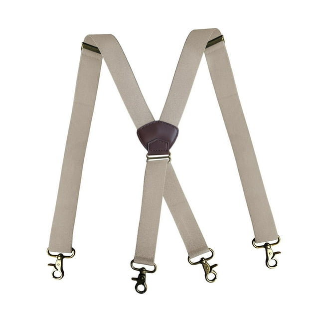 Tirantes para hombre portátiles con 4 clips de gancho giratorios, ligeros, tipo x, para ir de compras. Beige