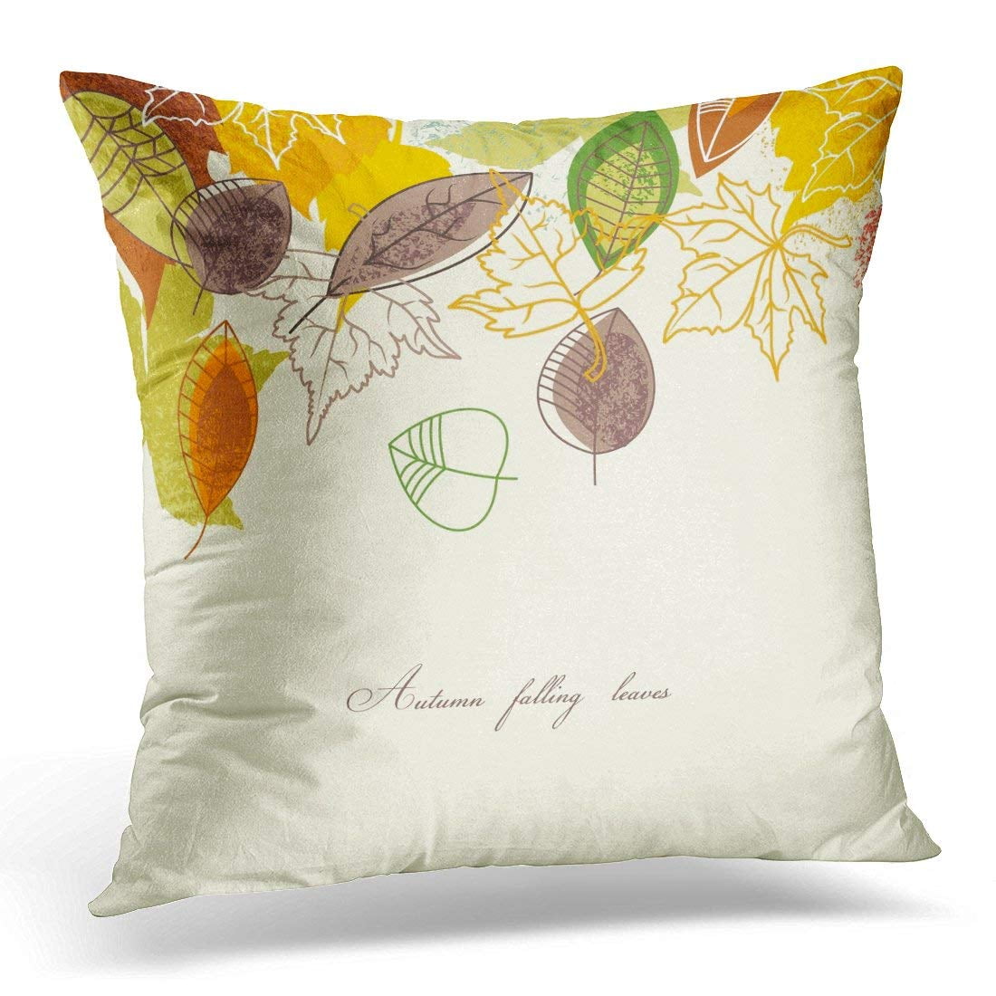 ARHOME Yellow Fall Autumn Falling Leaves Green Leaf Throw Pillow Case Pillow Cover Sofa Home
