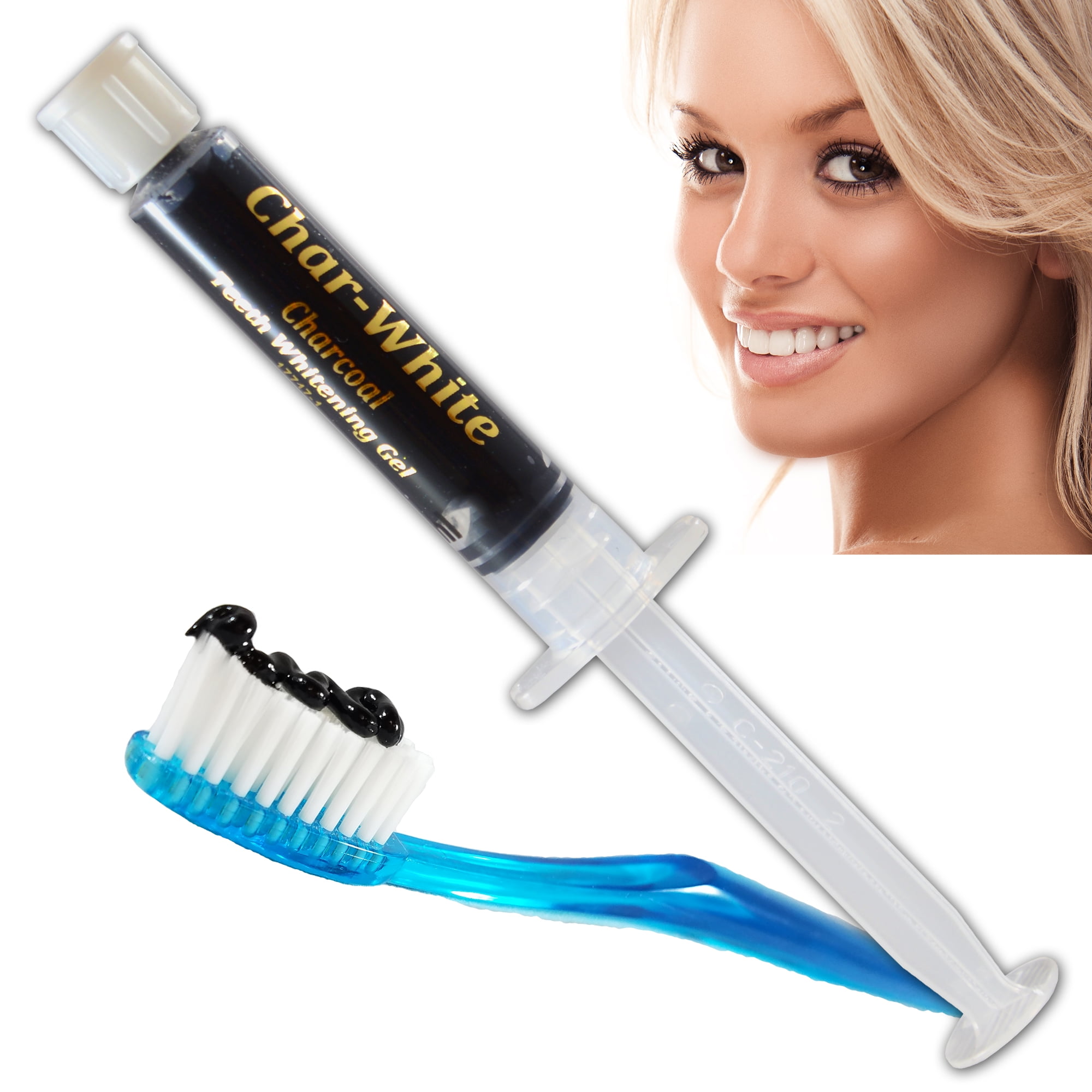 Natural Teeth Whitening Activated Charcoal Gel - Mint Flavor  Fresh Teeth Whitener - Made in USA