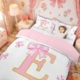 thumbnail image 3 of Meiyoeat Girly Bow Alphabet E Twin Bedding for Kids Girls, Fashion Letter Duvet Cover Set, Pink Golden, Pink Reversible, 1 Duvet Cover and 1 Pillowcase (No Comforter), 3 of 6