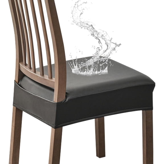 Ariseltys Waterproof Dining Chair Seat Cover Set of 4 Stretch Dining Room Chair Covers PU Leather Chair Seat Slipovers for Dining Room Removable Washable Chair Seat Protector