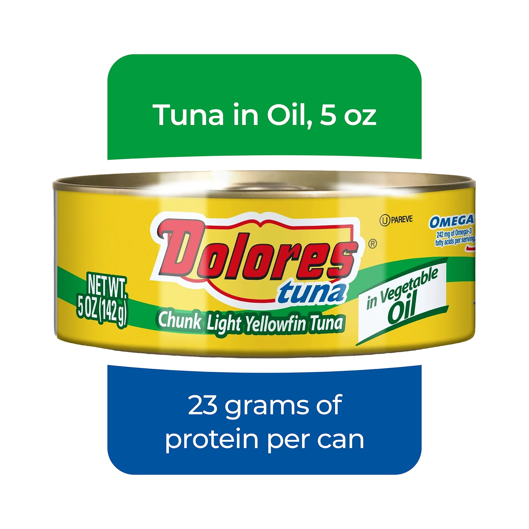 (6 pack) Dolores Tuna, Chunk Light Yellowfin Tuna in Vegetable Oil, 5 oz Can