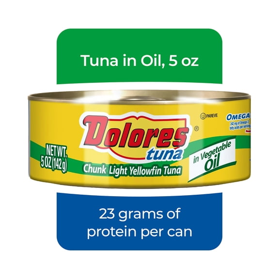 Dolores Tuna, Chunk Light Yellowfin Tuna in Vegetable Oil, 5 oz Can