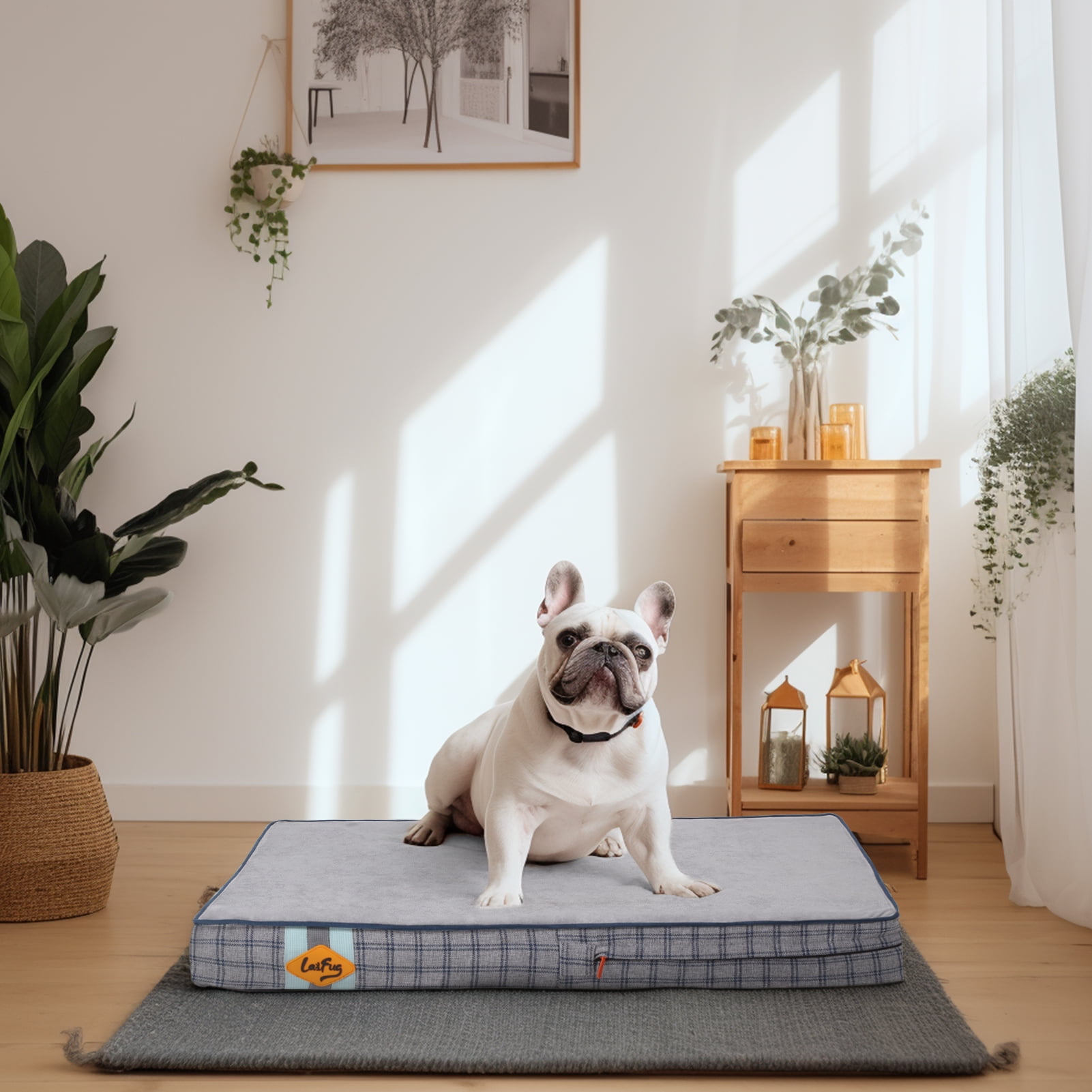 Laifug Orthopedic Memory Foam Dog Bed with Durable Waterproof Liner and Removable Washable Cover