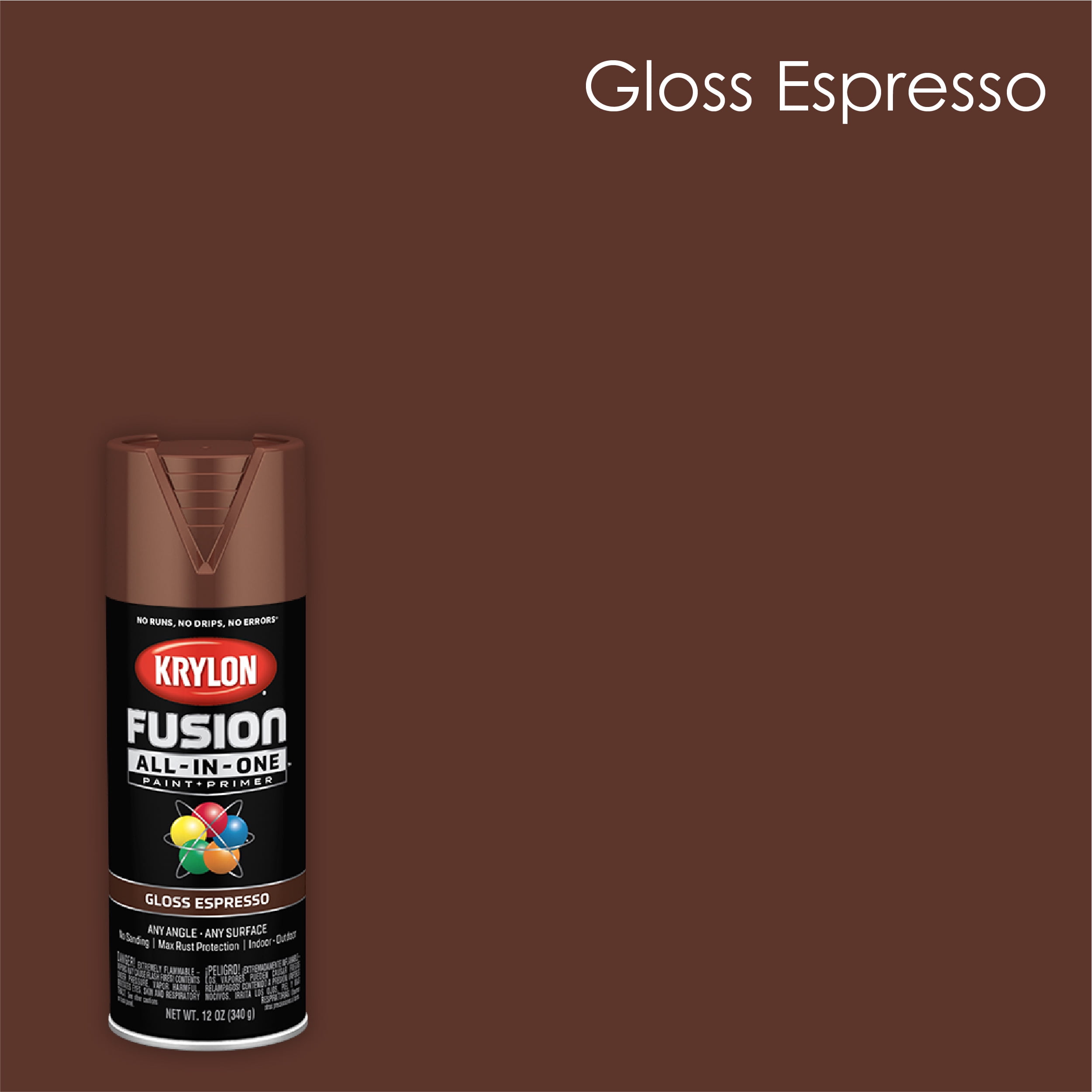 Krylon Fusion AllInOne Spray Paint, Gloss, Espresso, 12 oz. Walmart