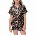 thumbnail image 1 of FhsagQ Tenues pour Filles Ensembles 2 Pcs Pyjamas pour Enfants Imprimé Graphique Chemise à Manches Courtes à Boutons Shorts Ensemble de Pyjama Fille Tenues de Printemps 4T Pâques Noir 2-3 Ans, 1 of 1