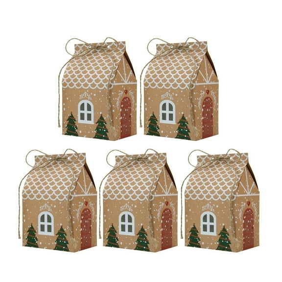 Shoreew Christmas Gift Box with Handle Paper House Shape Packaging for Candies Cookies Jewelry Creative Holiday Present Wrapping