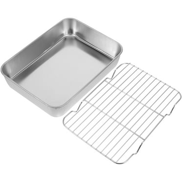 Grill Pan with Grid Veggie Tray Oven Tray Baked Goods Broiler Pan for Oven Stainless Steel Baking Rack