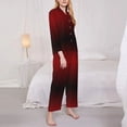 thumbnail image 3 of Logiee Red Geometric Print Womens Pajamas Set,Long Sleeve Sleepwear,Button Down Lounge Set 2 Pieces,Soft Nightwear Pjs Set-Medium, 3 of 7