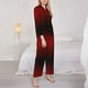 thumbnail image 3 of Balery Red Geometric Conjunto de Pijama con Estampado para Mujer, Conjunto de Dos Piezas con Manga Larga, Ropa de Dormir Suave con Bolsillos, Pijamas Cómodos-Medium, 3 of 7