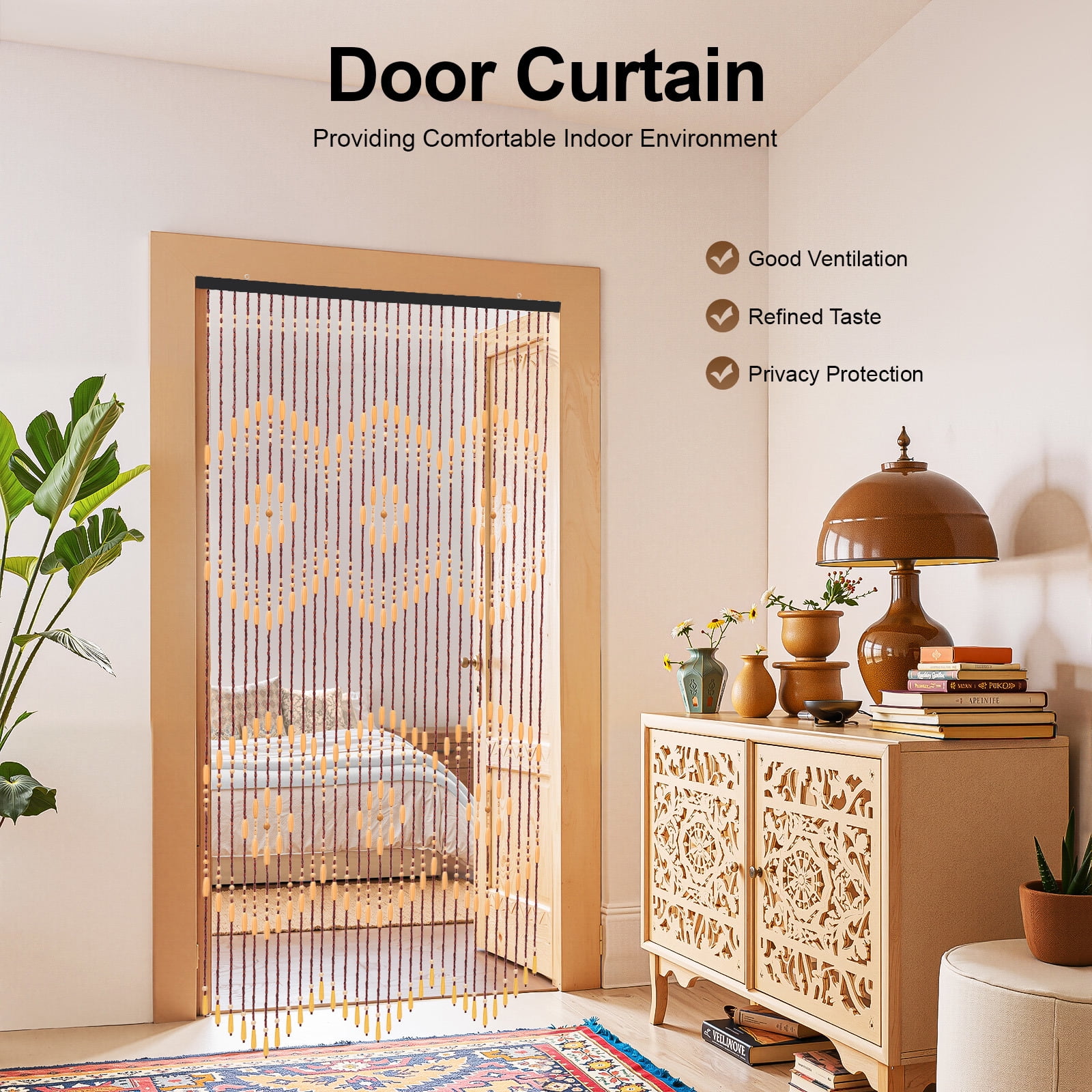 35.43*68.9 Zigzag Wooden Curtain Beads String Door Room Blind Screen Window Line Divider 31-Line