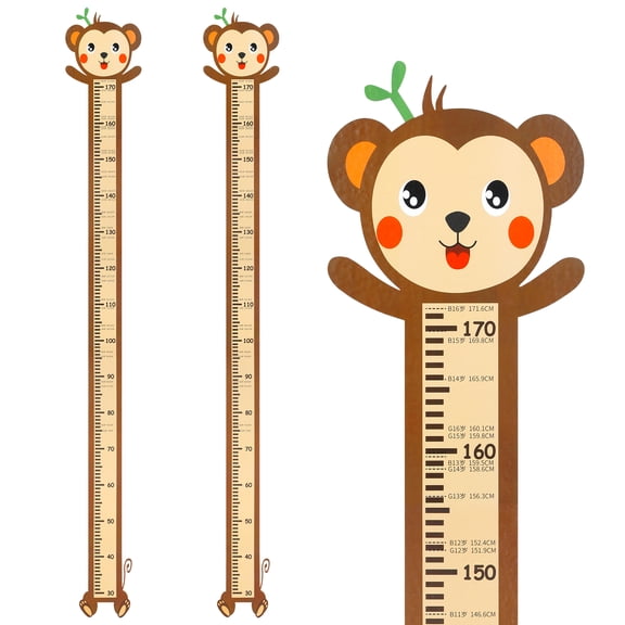 REGALWOVEN Cartoon Animals Height Chart Sticker, Peel and Stick Growth Chart with Age and Average Height Markings for Teens Baby Bedroom Brown 66.1 x 8.3 Inch