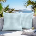 thumbnail image 3 of Throw Pillow Covers 16x16 Inch Set of 2, Aqua Blue Green Waterproof Outdoor Pillow Covers, Checkered Plaid Gingham Lattice Trellis Decorative Cushion Pillowcases for Couch, Sofa, Bed, Garden, Patio, 3 of 9