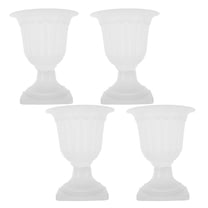 OUNONA Vintage White Plastic Half Urn Wall Planter for Garden Space-Saving 4Pcs