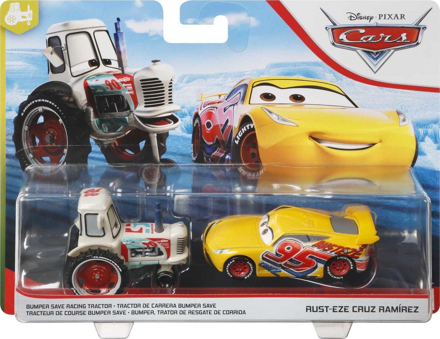 Disney Pixar Cars Bumper Save Racing Tractor and Rust-eze Cruz Ramirez 2-Pack