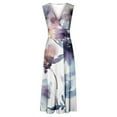 thumbnail image 4 of AOOCHASLIY Ladies' Holiday Dress Women's Spring/Summer Tie-dye Print V-Neck Wrap Dresses Long Sleeveless Dresses Gown Dresses Vacation Dresses, 4 of 5