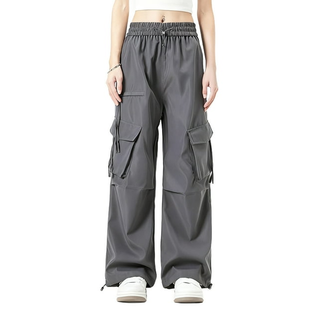 Pants for Women, Breathable Solid Color Multiple Pocket Pull Rope Work Full Length, Women's Pants