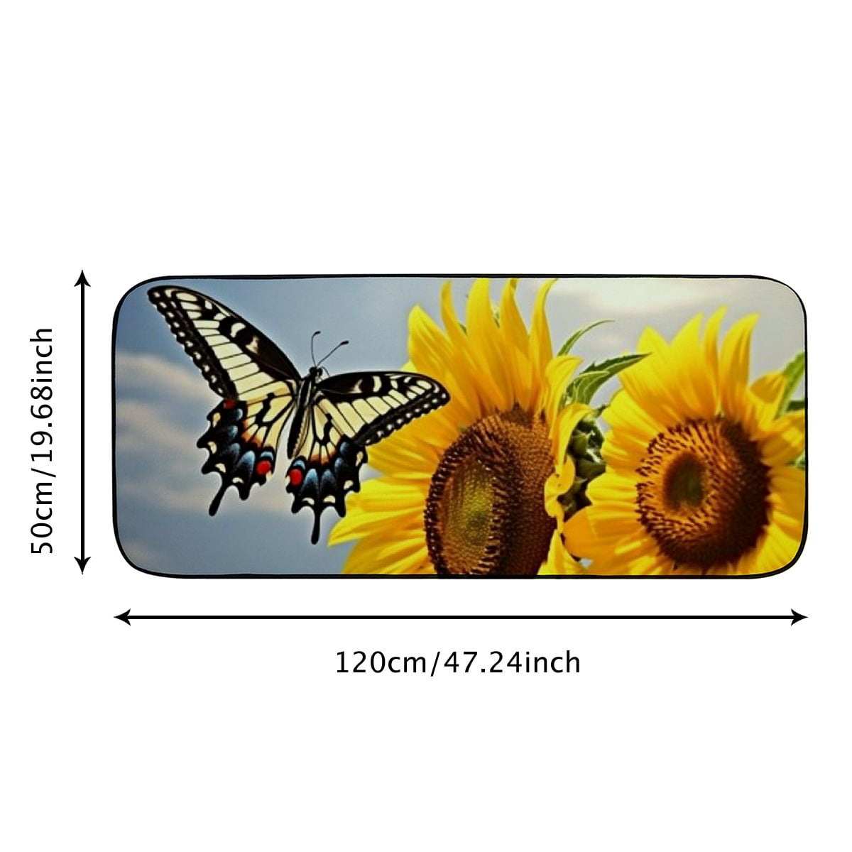 PHYHOO Decorative Door Mat, Door Mat with Non-Slip Rubber Backing, Easy Cleaning, Traps Dirt, Rug for Entry, Patio, Garage - Nature Butterfly Sunflower Flower Wildlife 4 19.68*47.24 in