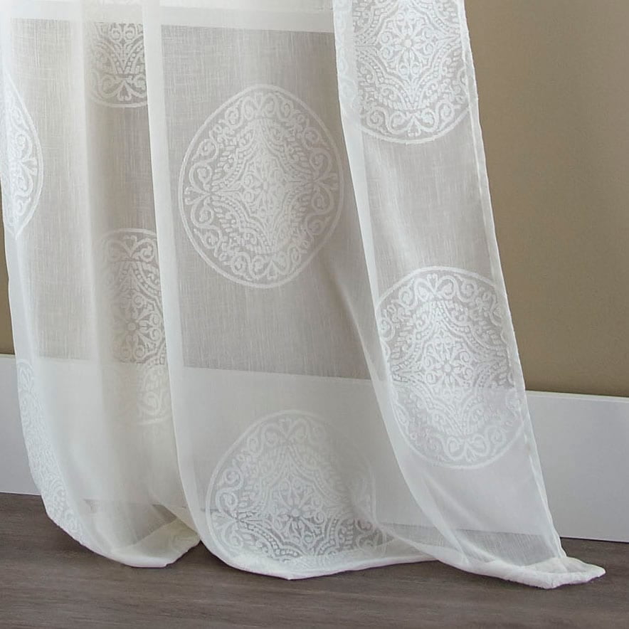 Nanshing Mya Window Sheer Curtain Panels Set of Two with Grommet Top, Ivory, 37 x 84"