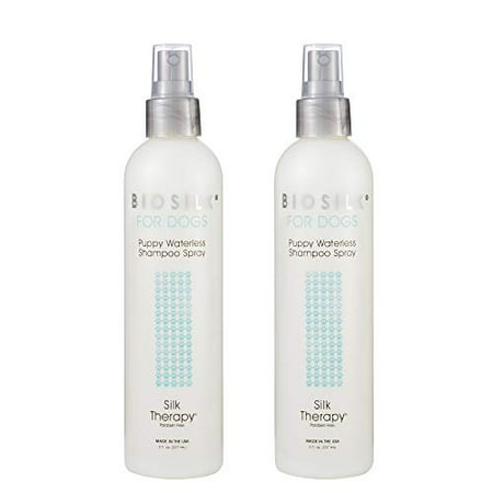 BioSilk Silk Therapy Waterless Shampoo Spray for Puppies|Cleans, Softens, and Conditions Puppy's Skin and Coat|Cruelty Free, Sulfate & Paraben Free, pH Balanced for Dogs - Made in the USA - 2 Pack
