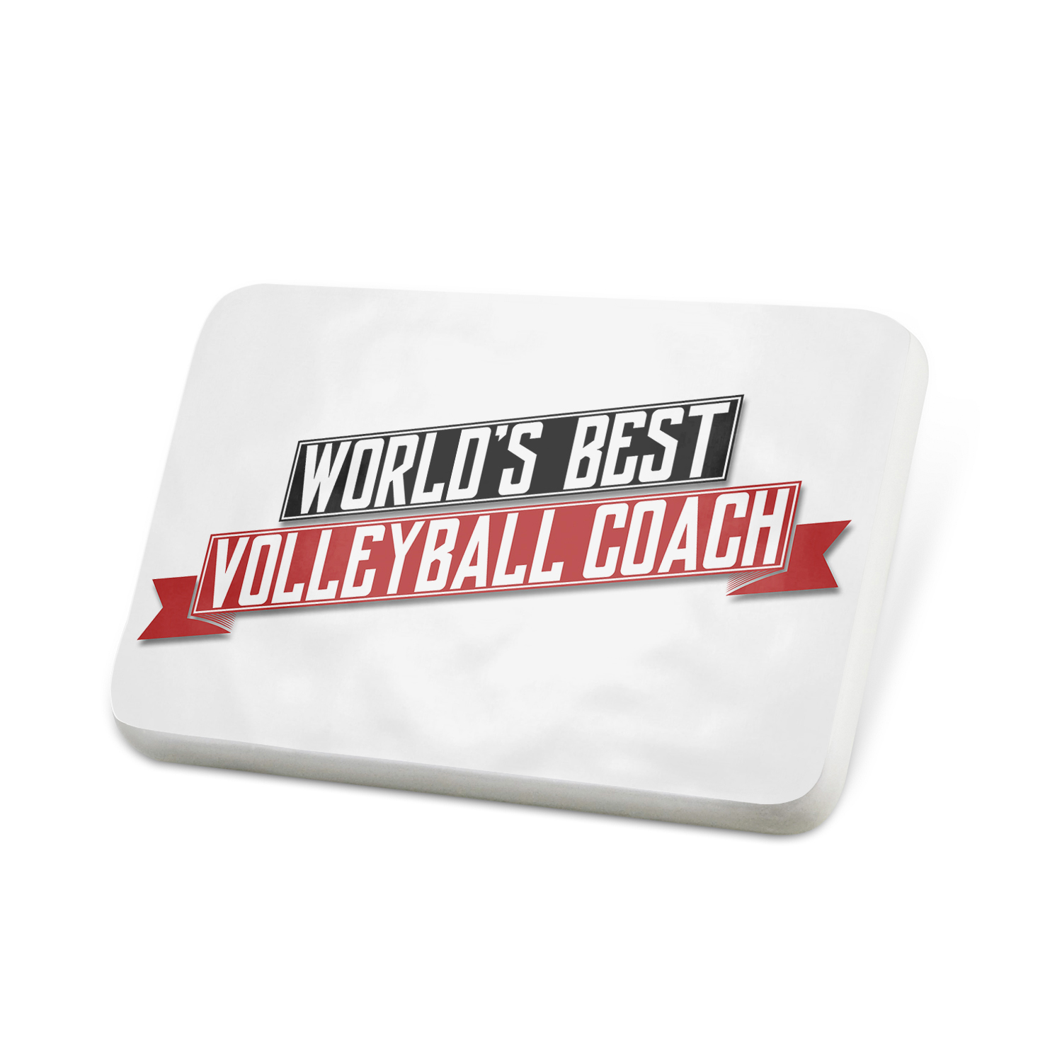 Porcelein Pin Worlds Best Volleyball Coach Lapel Badge NEONBLOND