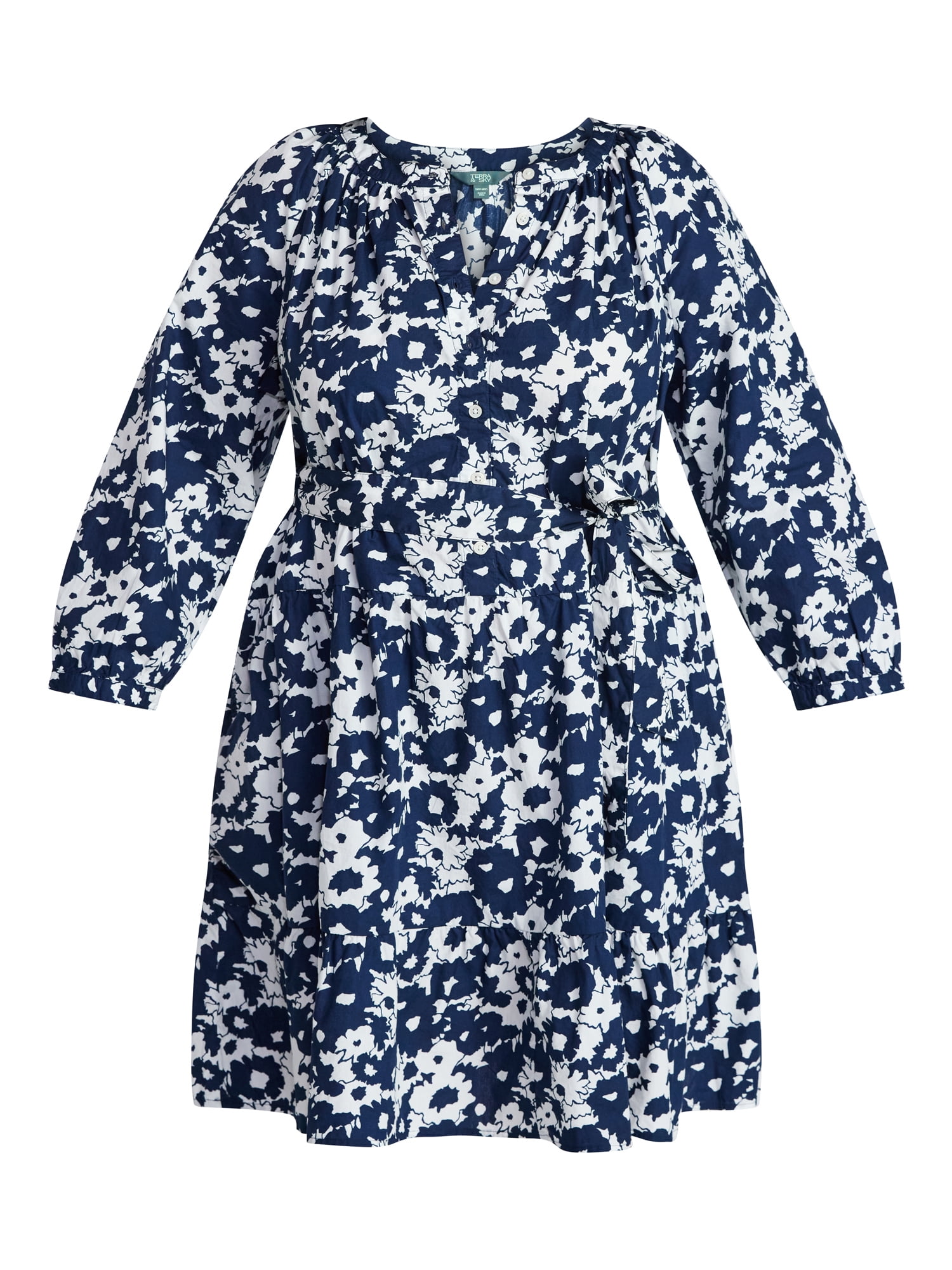 Terra & Sky Women's Plus Size Mini Tiered Shirt Dress, Sizes 0X-5X