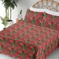 thumbnail image 3 of Ambesonne Animals Fitted & Flat Sheet with Sham 3 Pcs Set, Tropical Leopard Floral Art, Twin, Pale Mustard and Pale Pink, 3 of 5