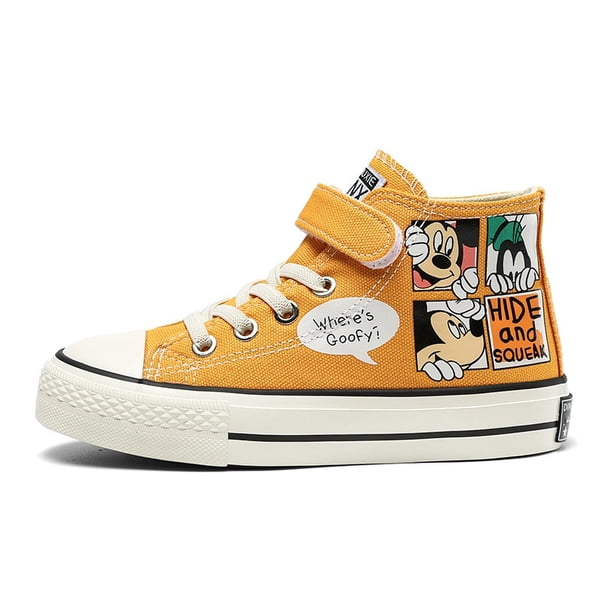 Zapatos de lona de alta calidad para niños de Disney Minnie Mickey Mouse, novedad de 2022, zapatos deportivos informales de dibujos animados para niños y niñas, venta al por mayorAmarillo36 Deng Xun unisex